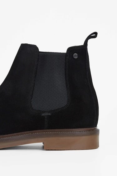  Tamer Tanca Erkek Hakiki Deri Siyah Süet Casual Bot