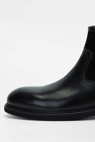  Tamer Tanca Erkek Hakiki Deri Siyah Casual Bot