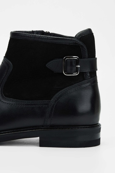  Tamer Tanca Erkek Hakiki Deri Siyah Casual Bot