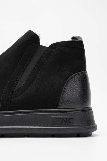  Tamer Tanca Erkek Hakiki Deri Siyah Süet Casual Bot