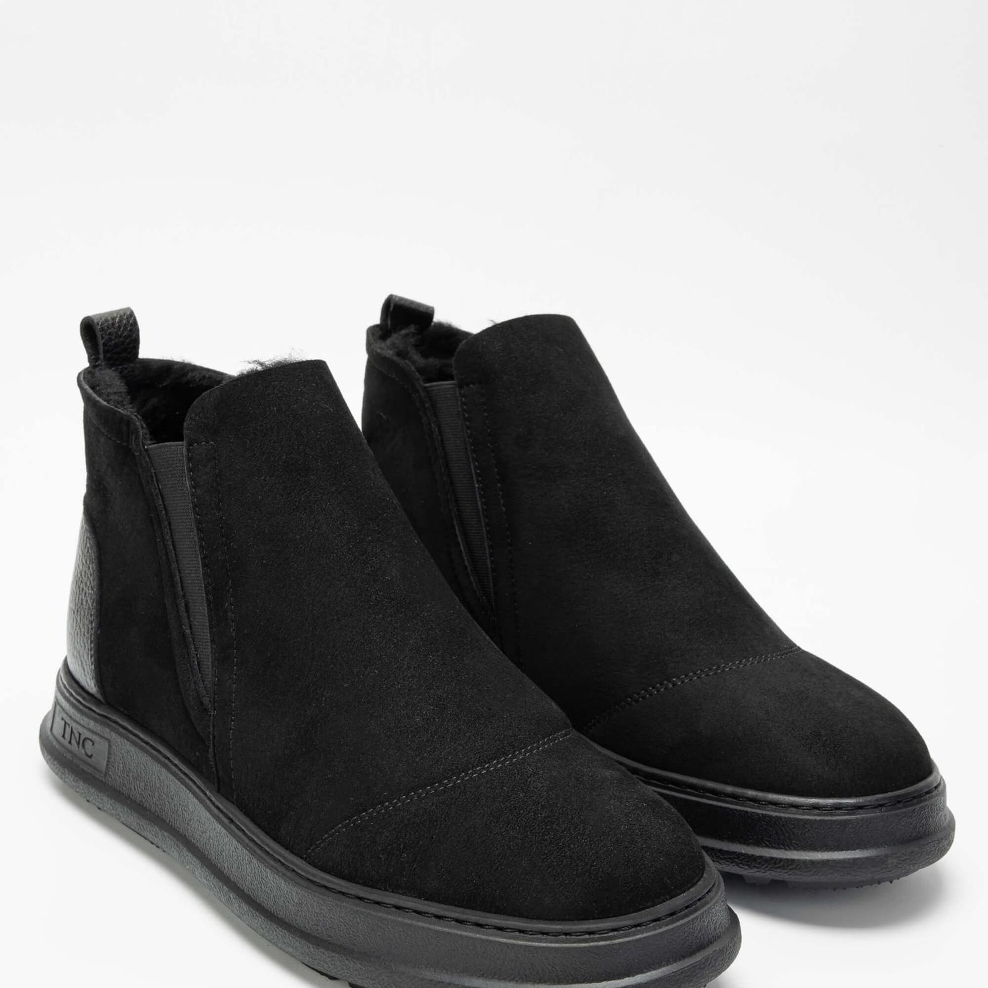 Tamer Tanca Erkek Hakiki Deri Siyah Süet Casual Bot