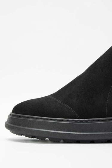  Tamer Tanca Erkek Hakiki Deri Siyah Süet Casual Bot