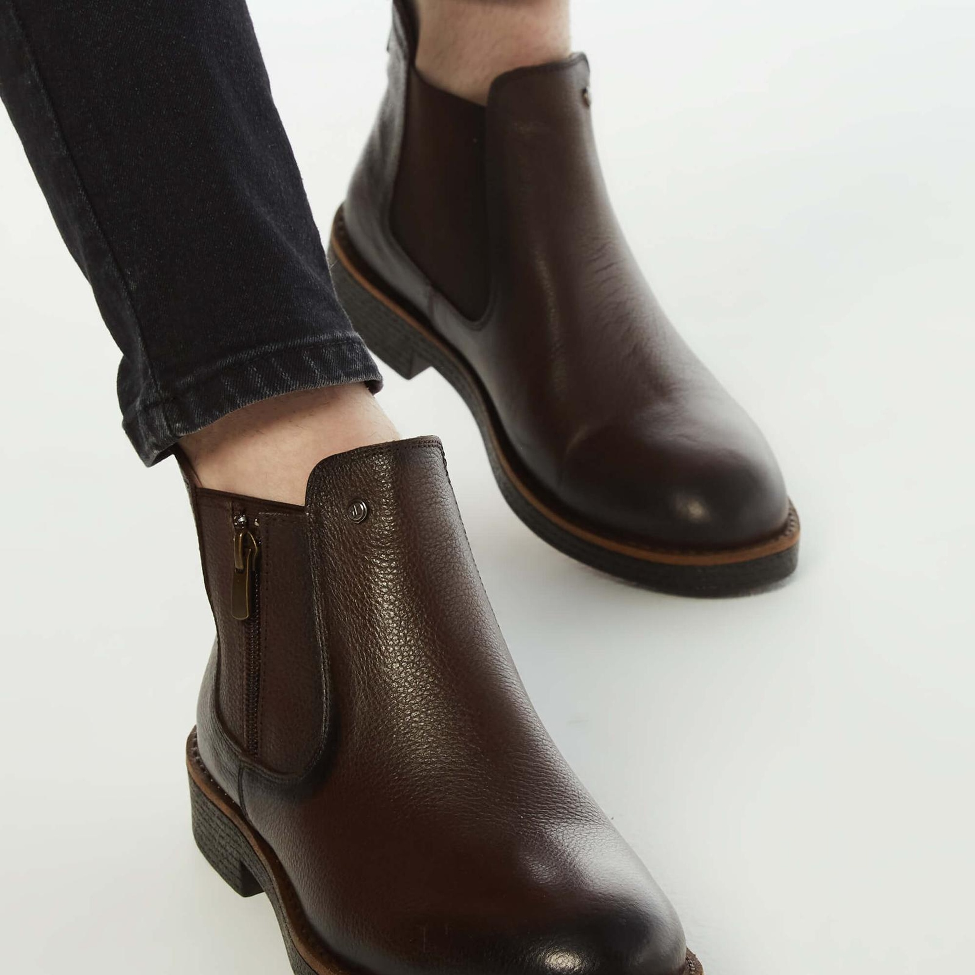 Tamer Tanca Erkek Hakiki Deri Kahverengi Floter Casual Bot