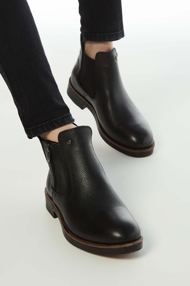  Tamer Tanca Erkek Hakiki Deri Siyah Floter Casual Bot