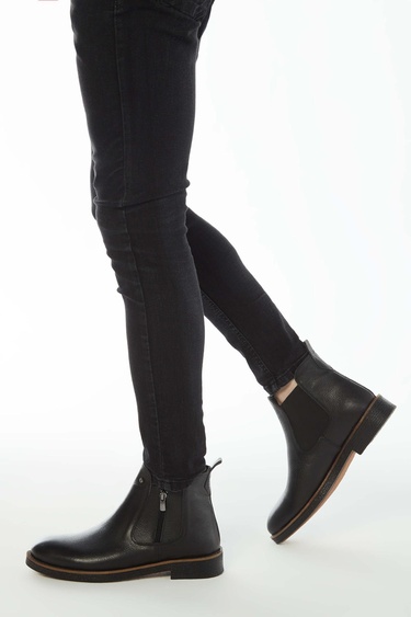  Tamer Tanca Erkek Hakiki Deri Siyah Floter Casual Bot