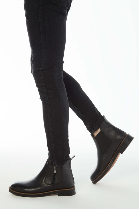  Tamer Tanca Erkek Hakiki Deri Siyah Floter Casual Bot