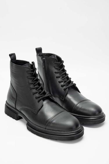  Tamer Tanca Erkek Hakiki Deri Siyah Casual Bot