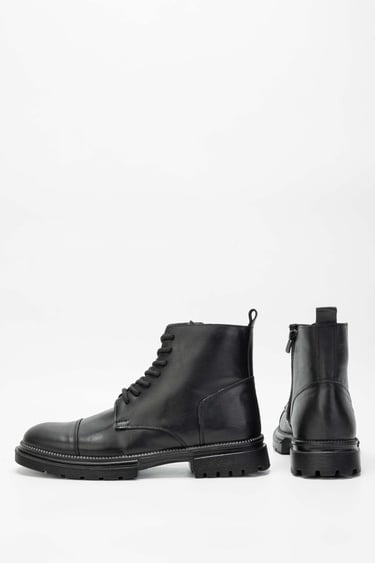  Tamer Tanca Erkek Hakiki Deri Siyah Casual Bot
