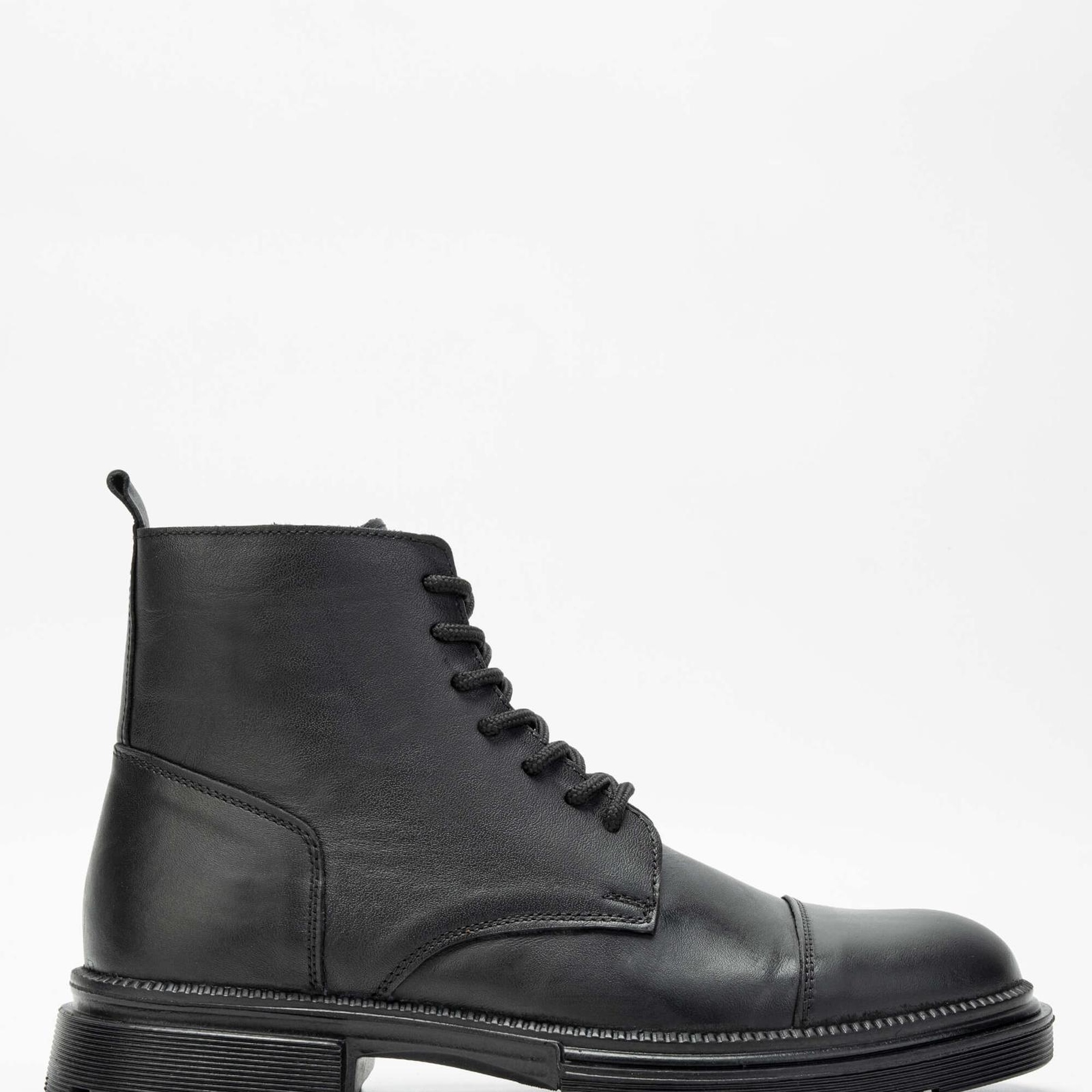 Tamer Tanca Erkek Hakiki Deri Siyah Casual Bot