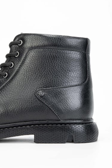  Tamer Tanca Erkek Hakiki Deri Siyah Casual Bot