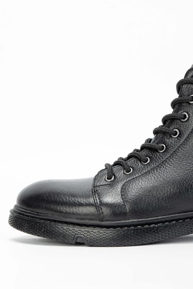  Tamer Tanca Erkek Hakiki Deri Siyah Casual Bot