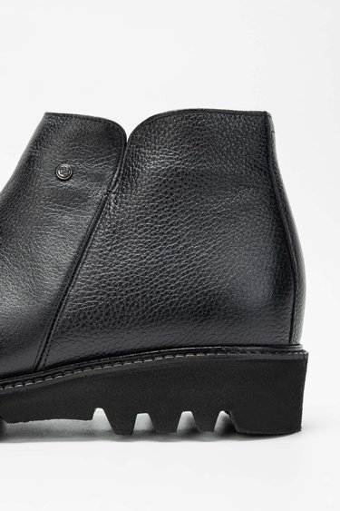  Tamer Tanca Erkek Hakiki Deri Siyah Casual Bot