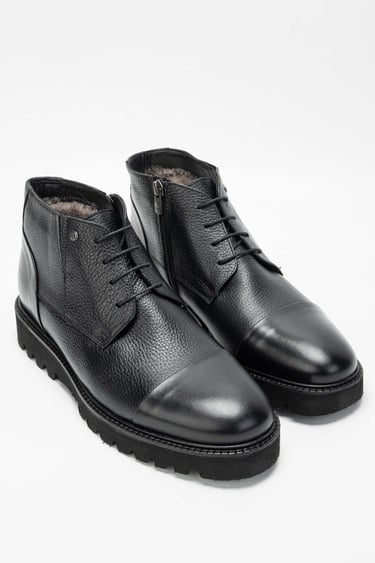  Tamer Tanca Erkek Hakiki Deri Siyah Casual Bot