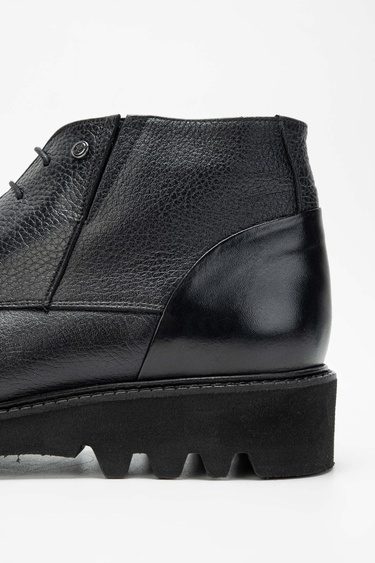  Tamer Tanca Erkek Hakiki Deri Siyah Casual Bot