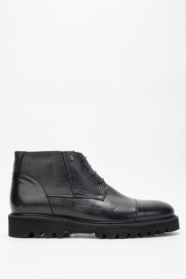  Tamer Tanca Erkek Hakiki Deri Siyah Casual Bot