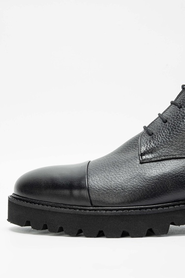  Tamer Tanca Erkek Hakiki Deri Siyah Casual Bot
