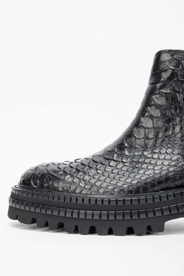  Tamer Tanca Erkek Hakiki Deri Siyah Casual Bot