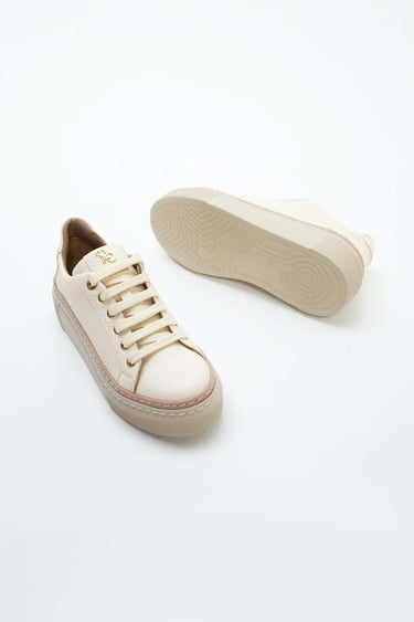  Tamer Tanca Kadın Hakiki Deri Bej Sneakers & Spor Ayakkabı