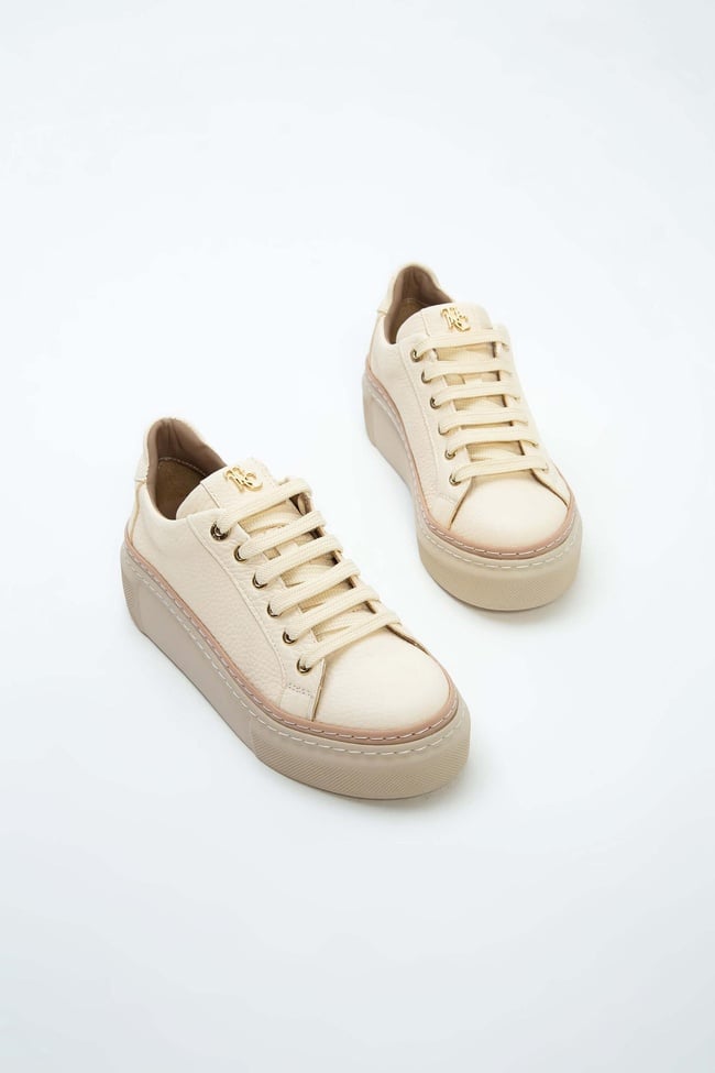  Tamer Tanca Kadın Hakiki Deri Bej Sneakers & Spor Ayakkabı