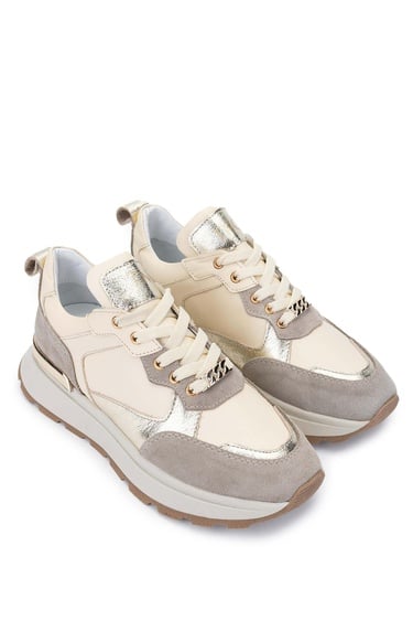  Tamer Tanca Kadın Hakiki Deri Bej Süet Sneakers & Spor Ayakkabı