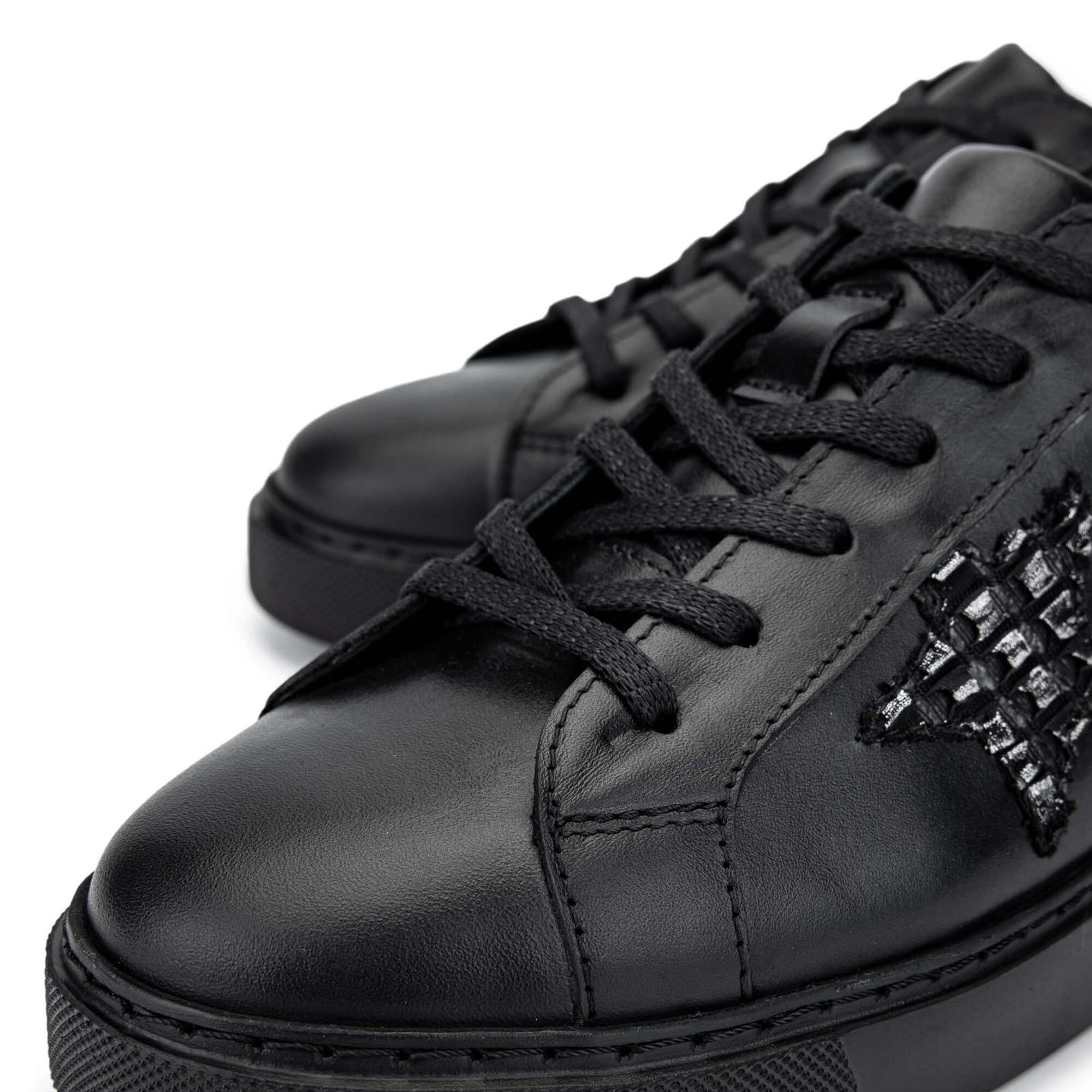 Tamer Tanca Kadın Hakiki Deri Siyah Deri Sneakers & Spor Ayakkabı