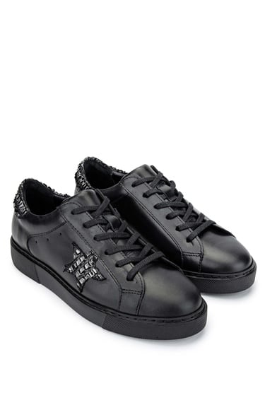  Tamer Tanca Kadın Hakiki Deri Siyah Deri Sneakers & Spor Ayakkabı