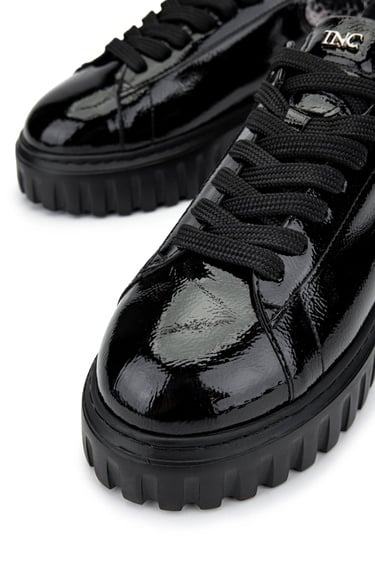  Tamer Tanca Kadın Deri/Suni Siyah Rugan Sneakers & Spor Ayakkabı