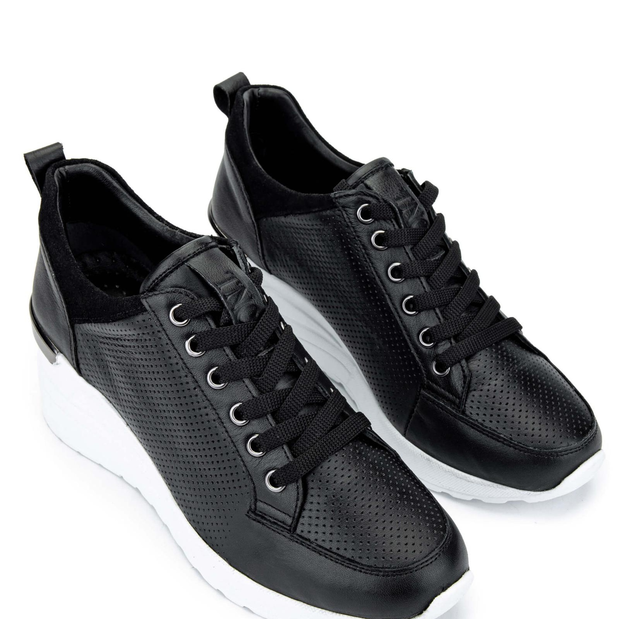 Tamer Tanca Kadın Hakiki Deri Siyah Deri Sneakers & Spor Ayakkabı