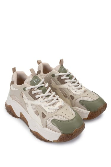  Tamer Tanca Kadın Vegan Beyaz/Haki Sneakers & Spor Ayakkabı