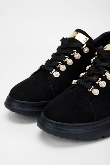  Tamer Tanca Kadın Vegan Siyah Süet Sneakers & Spor Ayakkabı