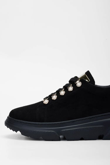  Tamer Tanca Kadın Vegan Siyah Süet Sneakers & Spor Ayakkabı