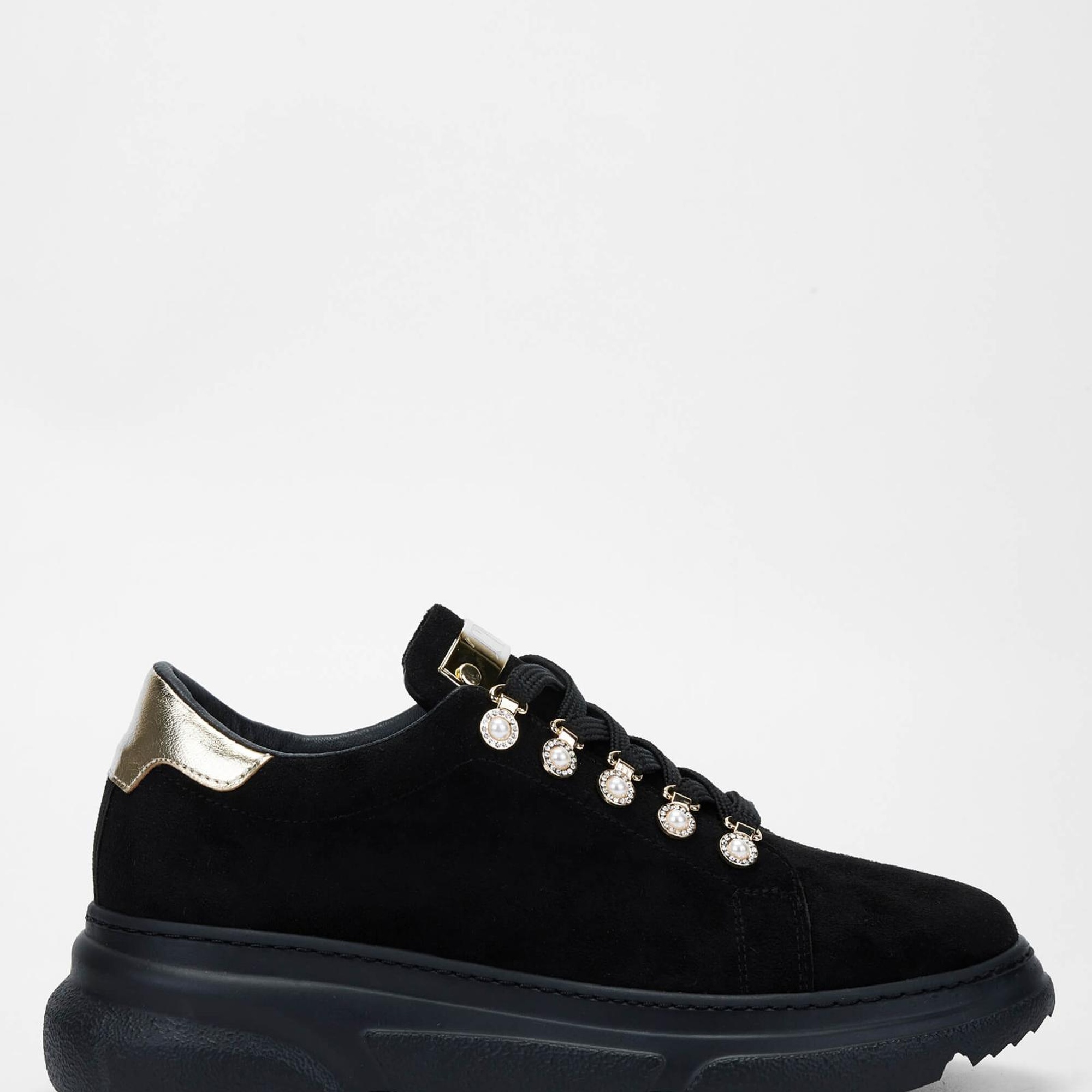 Tamer Tanca Kadın Vegan Siyah Süet Sneakers & Spor Ayakkabı