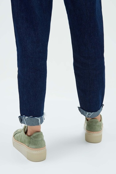  Tamer Tanca Kadın Hakiki Deri Açık Yeşil Nubuk Sneakers & Spor Ayakkabı