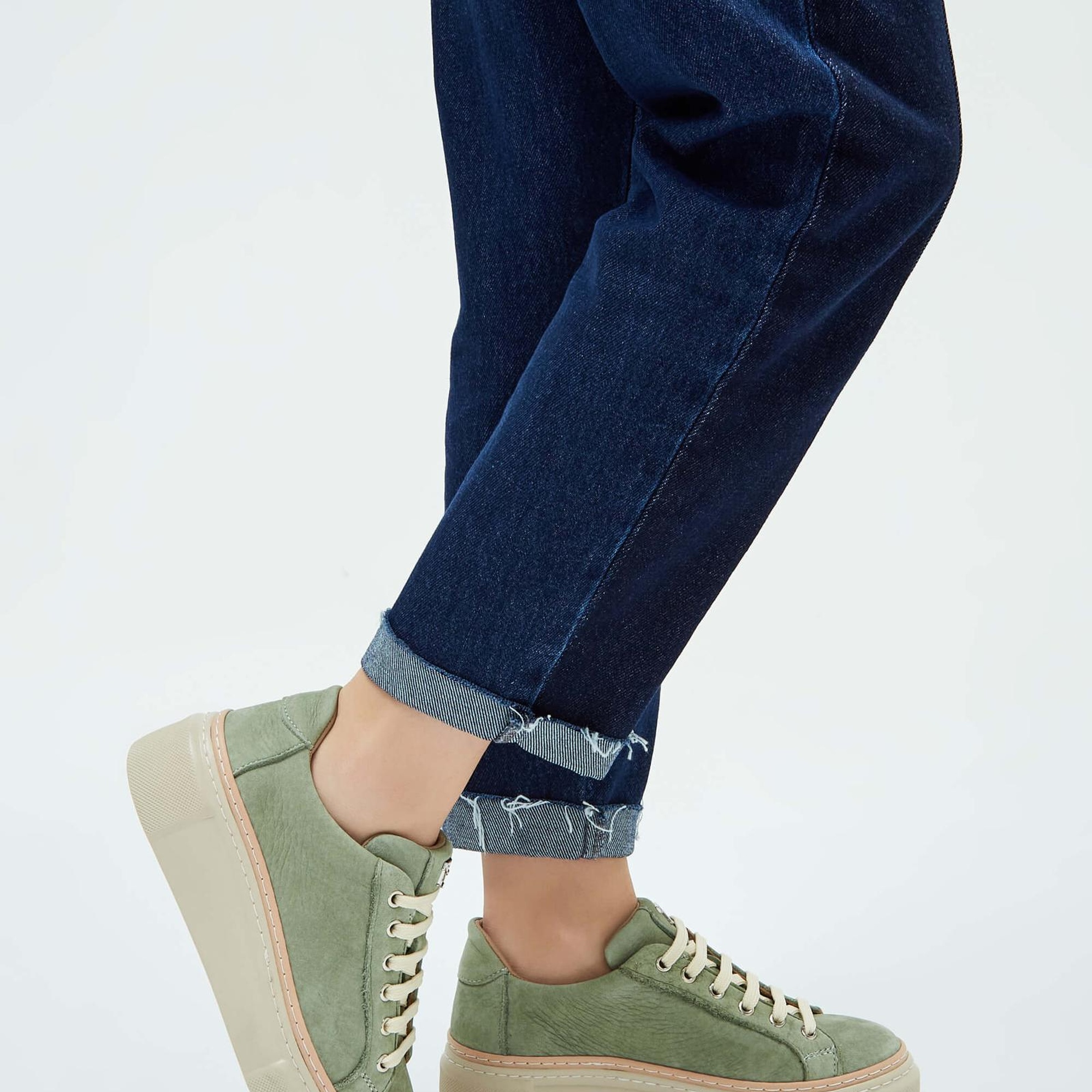 Tamer Tanca Kadın Hakiki Deri Açık Yeşil Nubuk Sneakers & Spor Ayakkabı