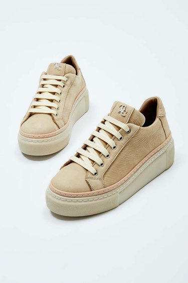  Tamer Tanca Kadın Hakiki Deri Bej Sneakers & Spor Ayakkabı
