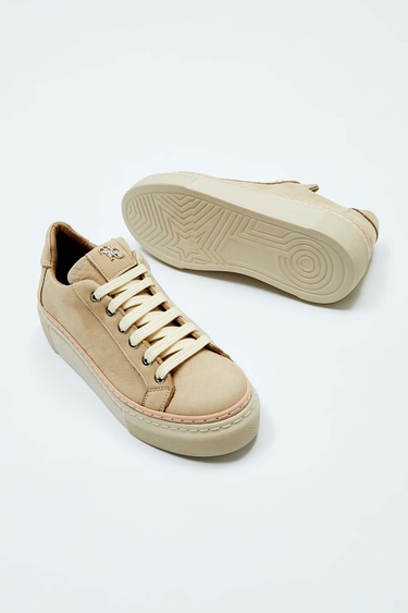  Tamer Tanca Kadın Hakiki Deri Bej Sneakers & Spor Ayakkabı