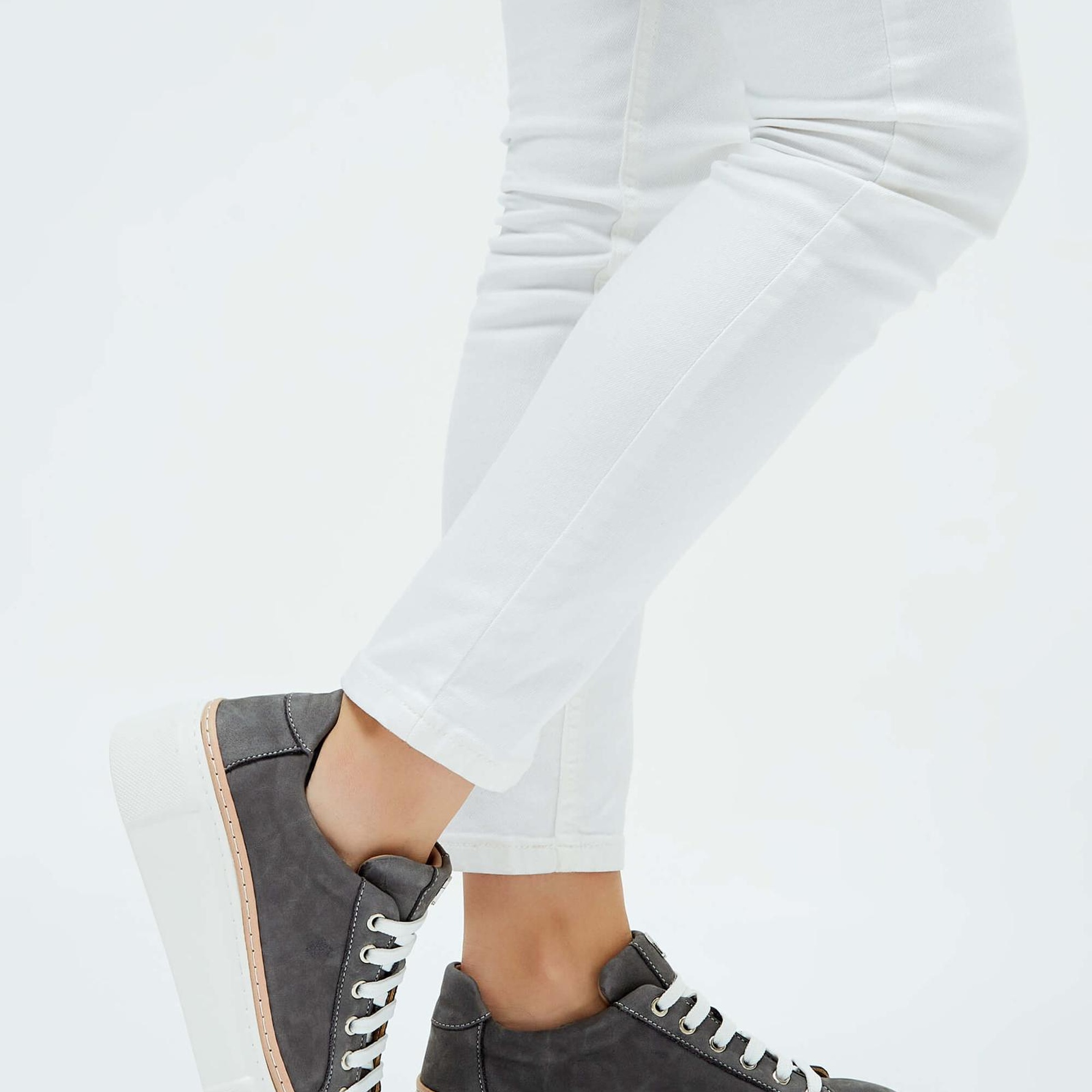 Tamer Tanca Kadın Hakiki Deri Gri Nubuk Sneakers & Spor Ayakkabı