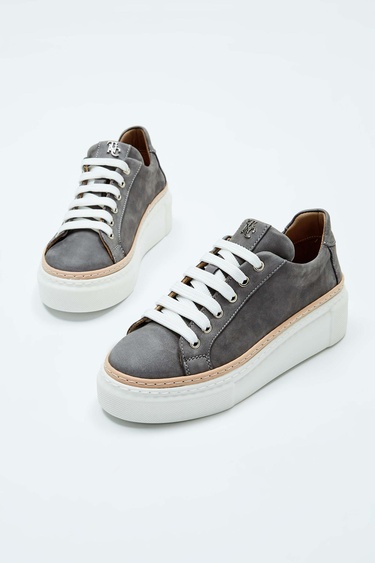  Tamer Tanca Kadın Hakiki Deri Gri Nubuk Sneakers & Spor Ayakkabı