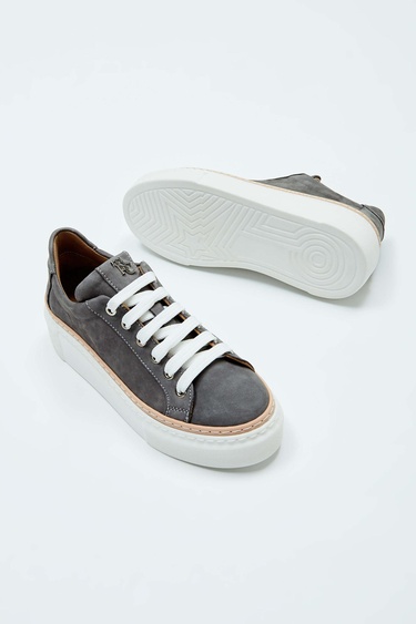  Tamer Tanca Kadın Hakiki Deri Gri Nubuk Sneakers & Spor Ayakkabı