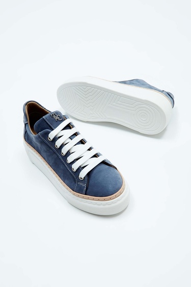  Tamer Tanca Kadın Hakiki Deri Mavi Sneakers & Spor Ayakkabı