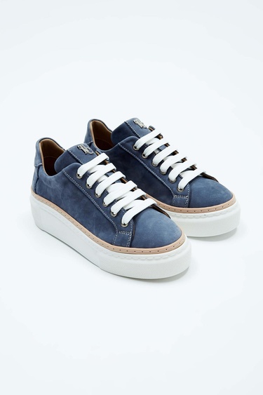  Tamer Tanca Kadın Hakiki Deri Mavi Sneakers & Spor Ayakkabı