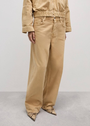  Mango Kadın Düşük Belli Wideleg Loose Jean Kahverengi