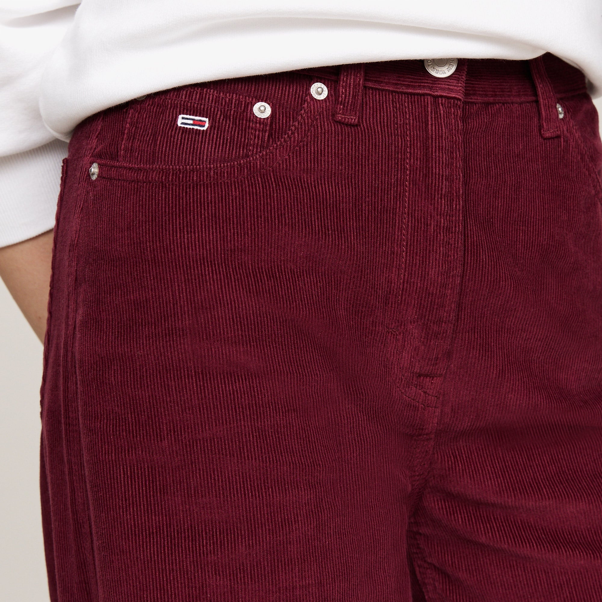 Tommy Hilfiger Jeans Claire Fine Cord Kadın Bordo Chino Pantolon