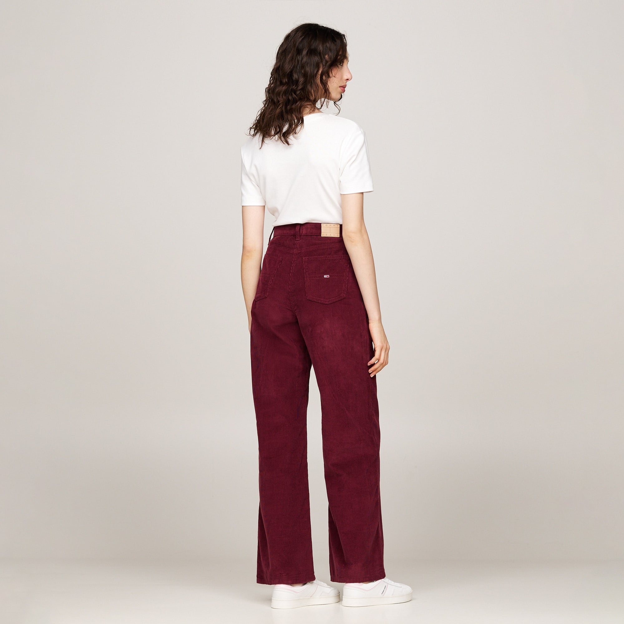 Tommy Hilfiger Jeans Claire Fine Cord Kadın Bordo Chino Pantolon