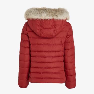  Tommy Hilfiger Jeans Basıc Hooded Down Kadın Kırmızı Ceket