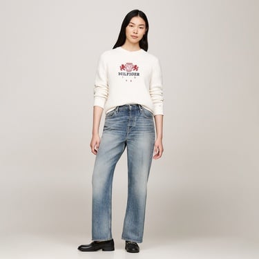  Tommy Hilfiger Varsity Crest Kadın Sarı Kazak