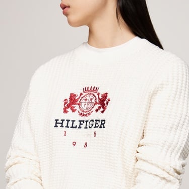 Tommy Hilfiger Varsity Crest Kadın Sarı Kazak