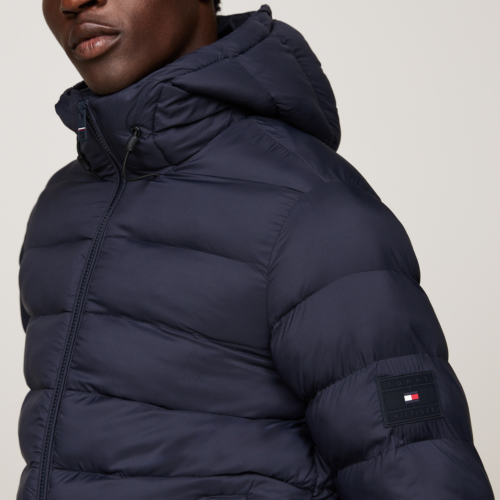 Tommy Hilfiger Mid Weight Hooded Erkek Mavi Ceket