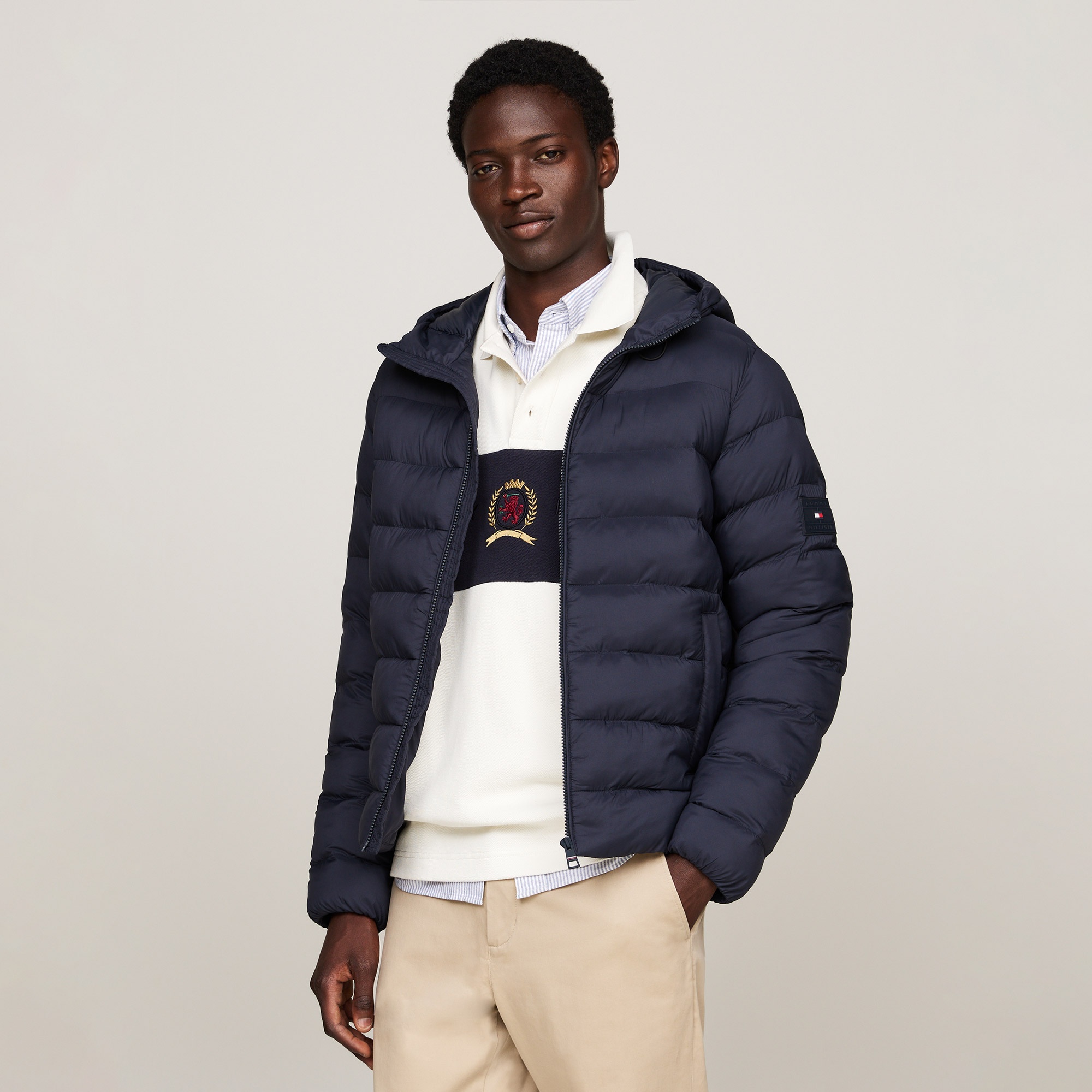 Tommy Hilfiger Mid Weight Hooded Erkek Mavi Ceket