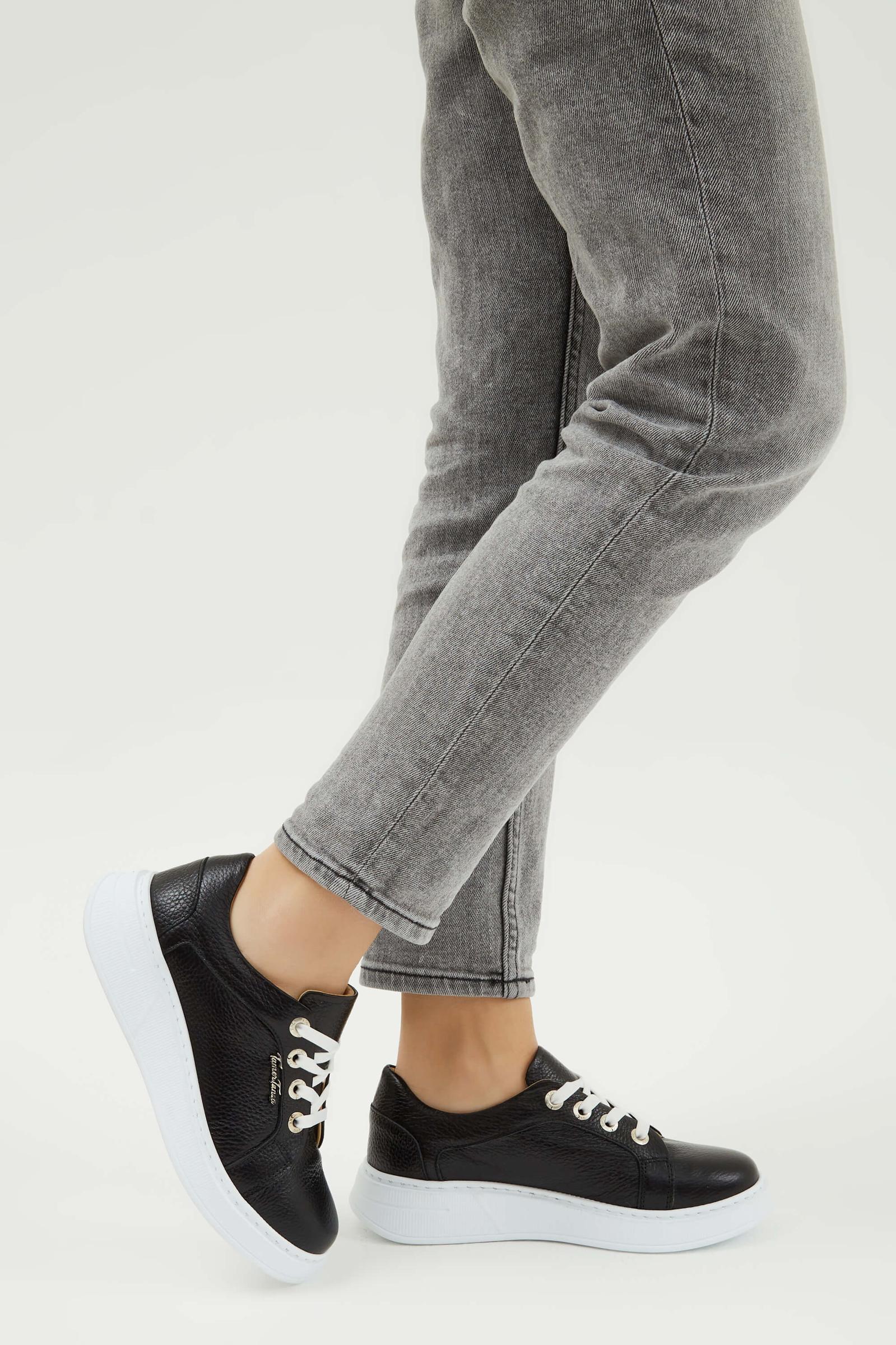 Tamer Tanca Tamer Tanca Kadın Hakiki Deri Siyah Floter Sneakers &amp; Spor Ayakkabı | FashFed Siyah - 5. görsel